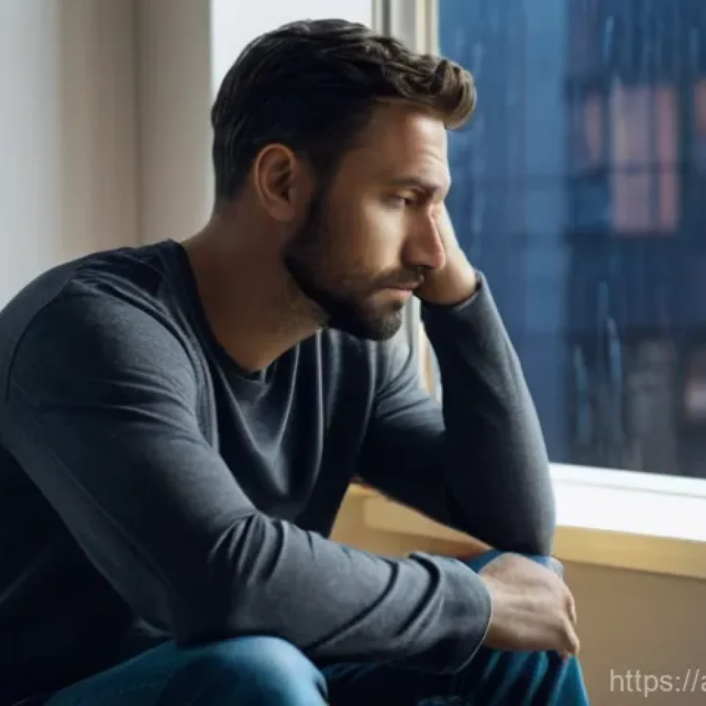 전투 스트레스와 대처법 - **Prompt:** A solemn male veteran, approximately 35 years old, sits alone in a subtly lit, modern ap...