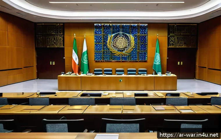 국제 전쟁 재판소 기능 - A solemn courtroom scene inside the International Criminal Court, showcasing diverse judges and lawy...